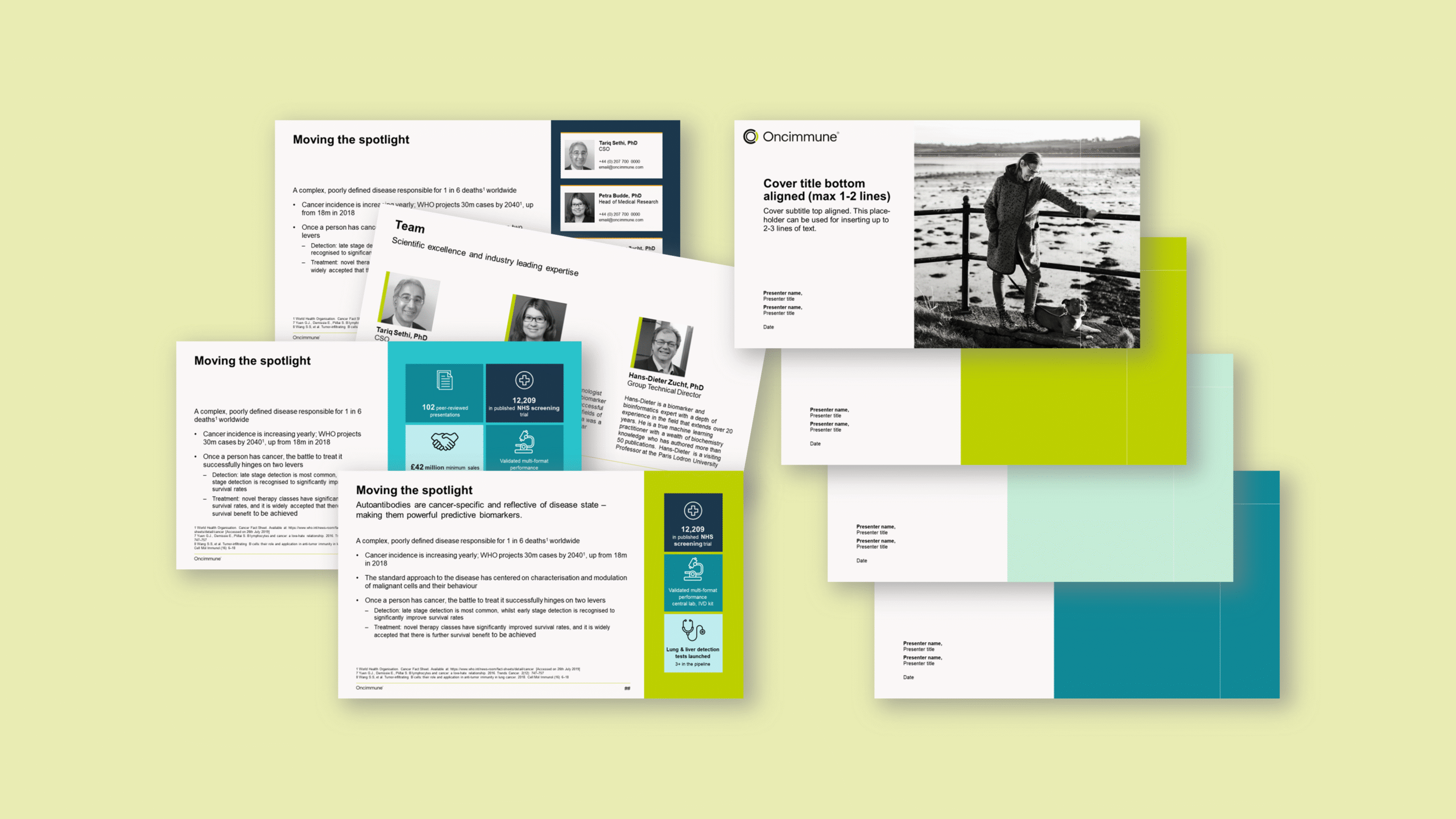 PowerPoint template and slide design for Oncimmune – ZOARC Creative presentation design expert