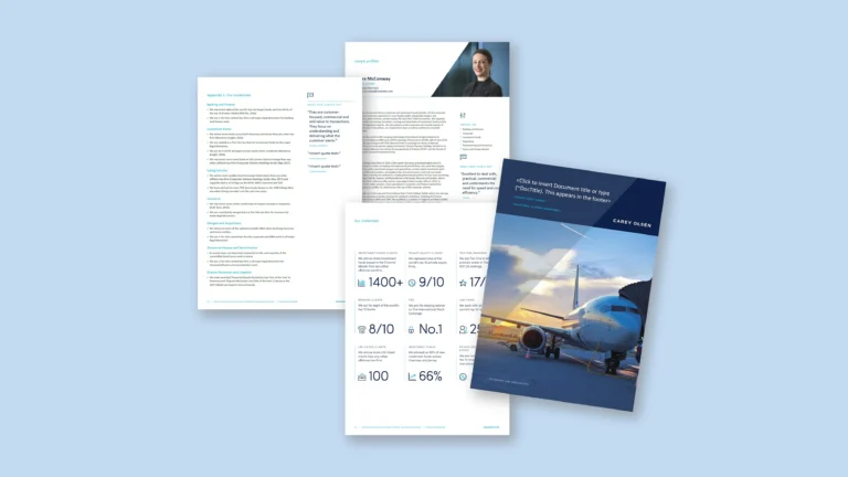 RFP (Request for Proposal) document formatting in Word for Carey Olsen – ZOARC Creative