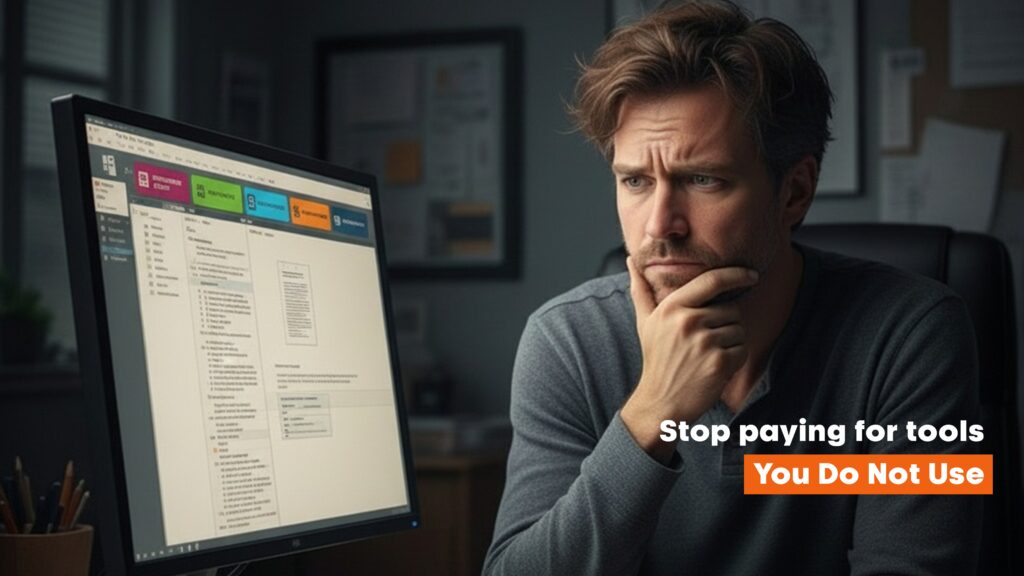 Professional analysing a document on a desktop monitor, evaluating workflow tools in Microsoft Office.