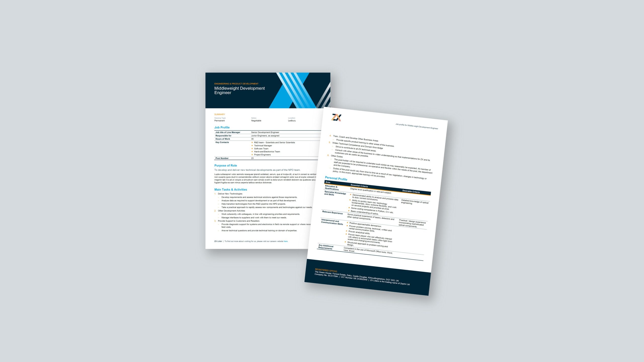 Word Job description template design for ZX Lidars – ZOARC Creative document formatting expert