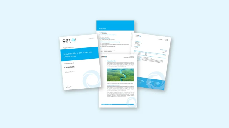Microsoft Word document template design and formatting for Atmos Consulting – ZOARC Creative Word specialist