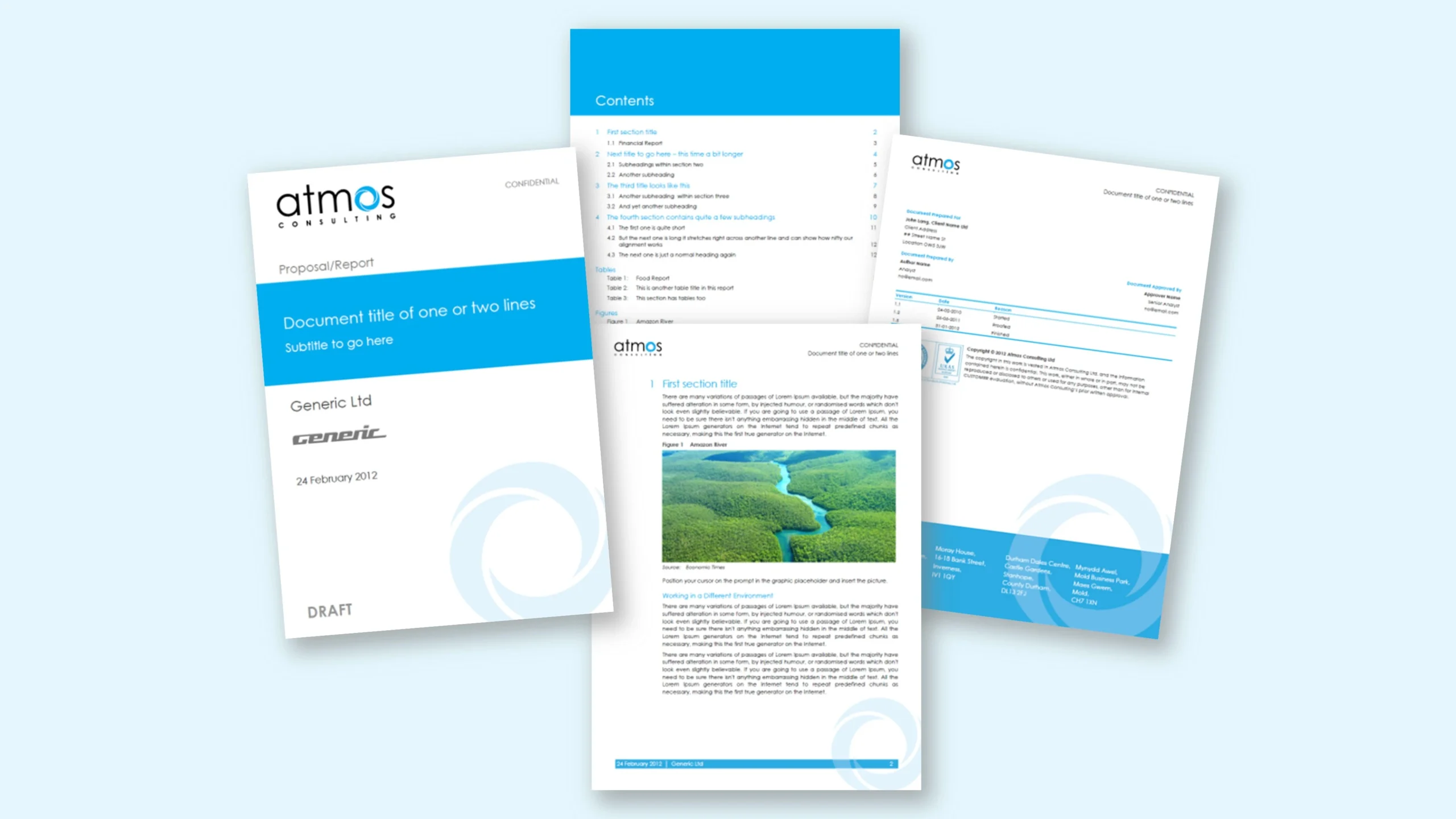 After – Word template for Atmos Consulting with structured styles and branded formatting by ZOARC Creative.