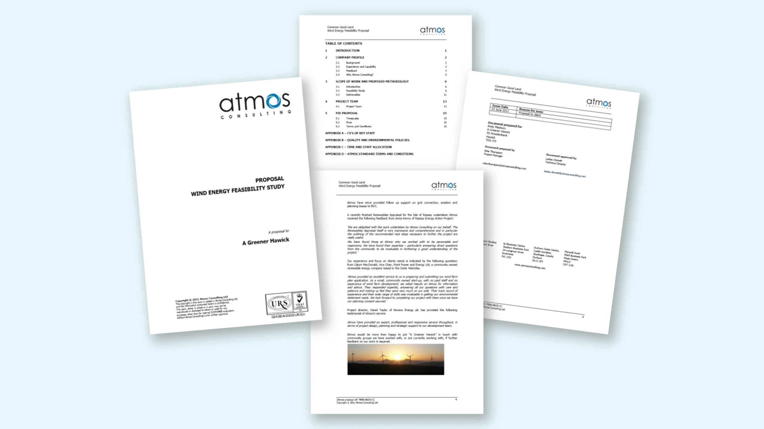 Before – Word document for Atmos Consulting with manual formatting and uneven headings.